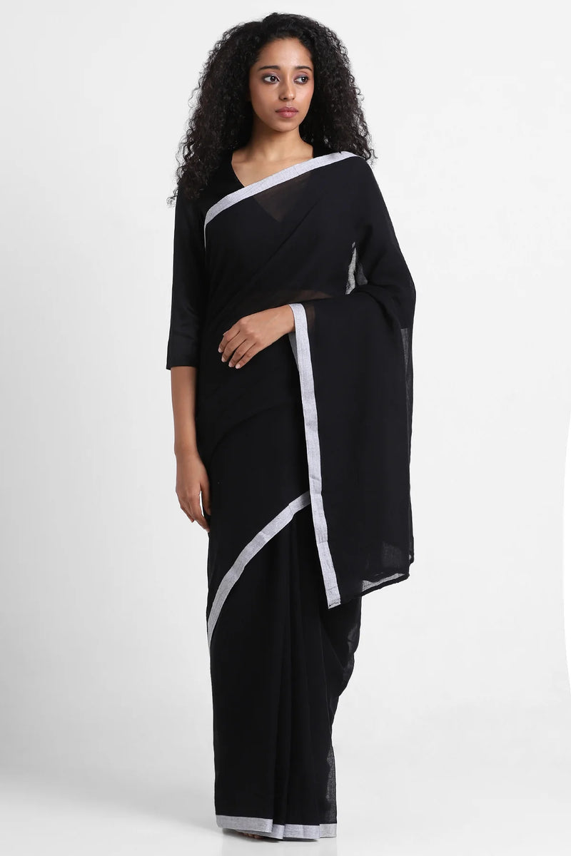 Black Mul Cotton Roohi Saree