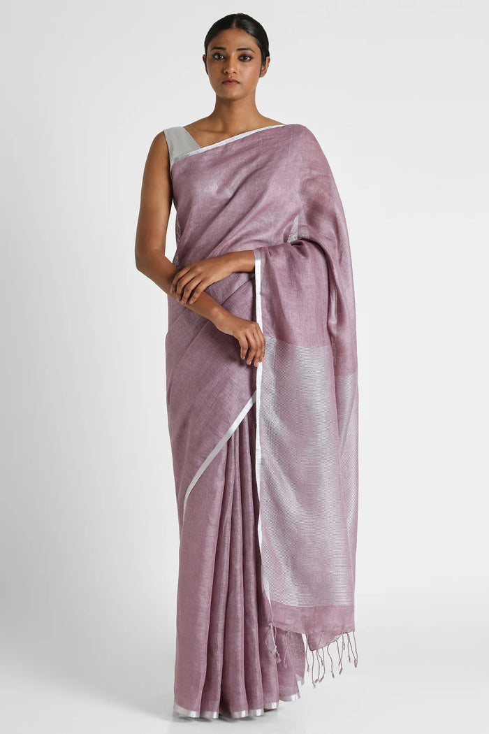 Purple Linen Saree