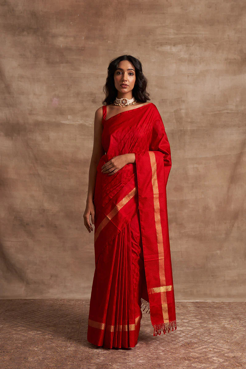 'Laal Anchal' Kadhua Benarasi Handloom Sari