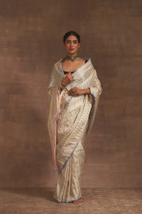 'Shwet Marmari' Tanchoi Benarasi Handloom Sari