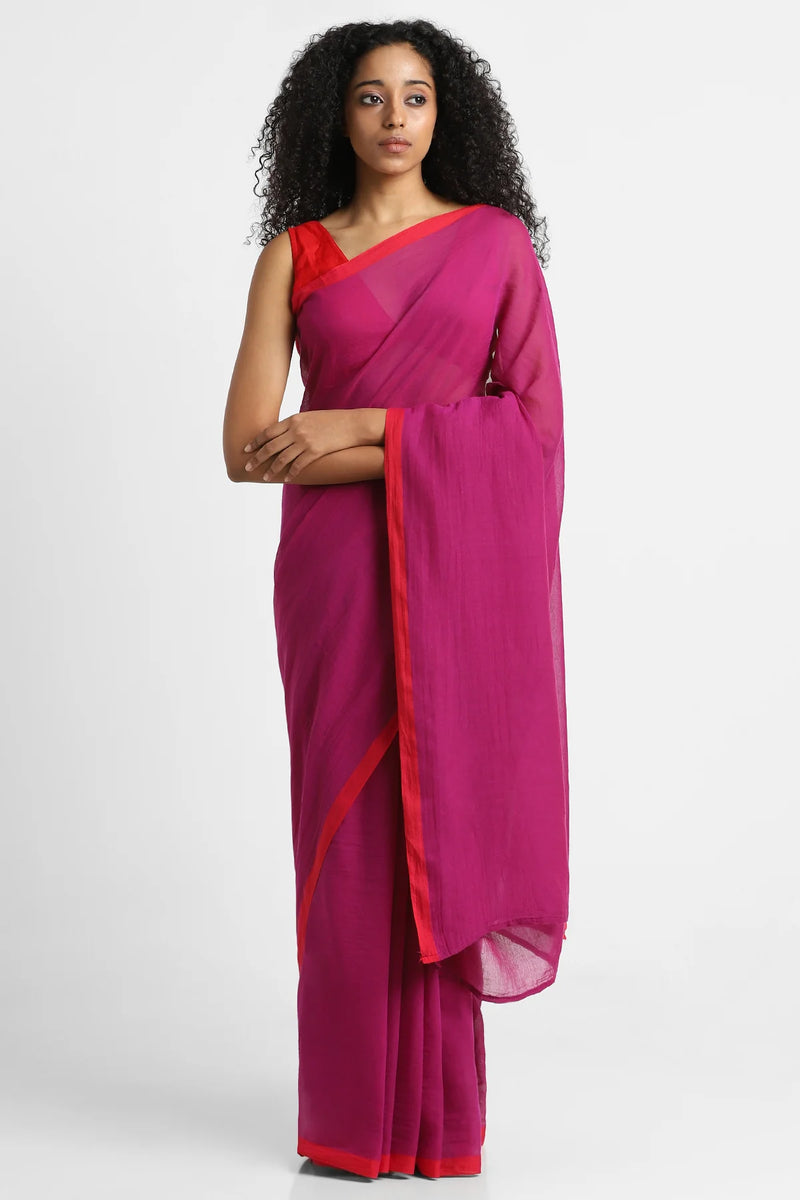 Pink Red Mul Cotton Roohi Saree