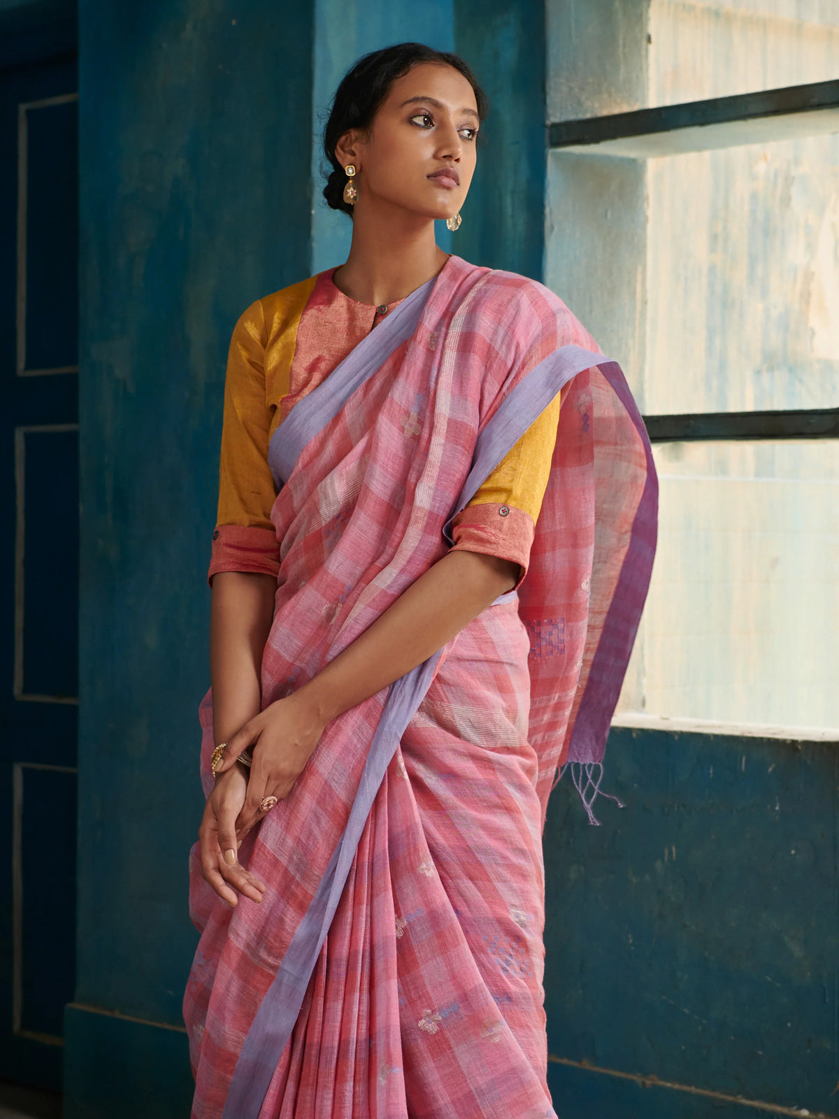 Sudha Jamdani Linen Handloom Sari