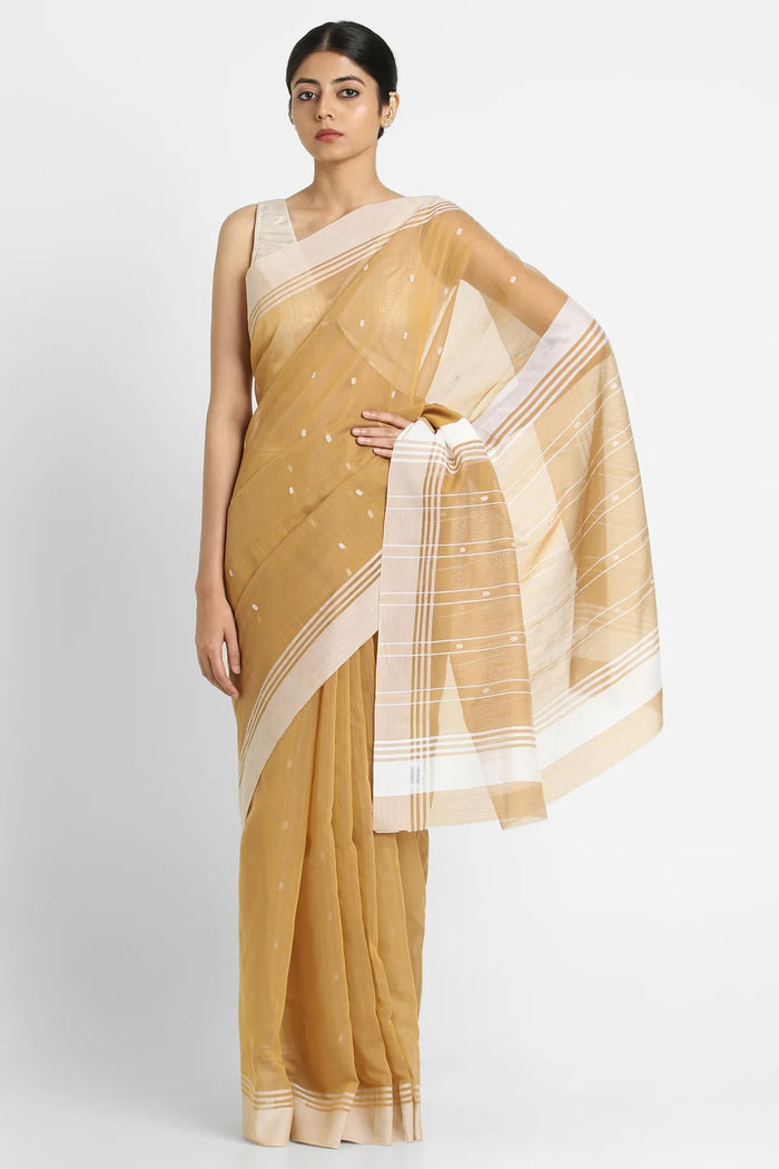 Sand and White Phool Buti Saree