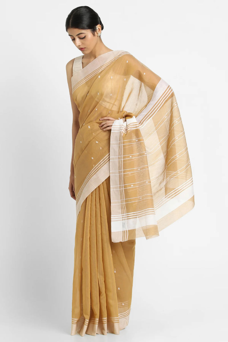 Sand and White Phool Buti Saree