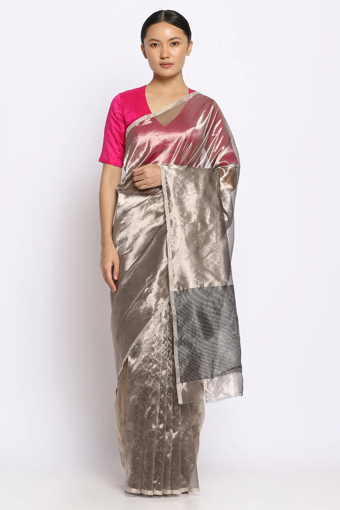 Metallic silver sari