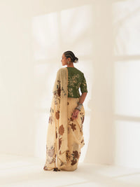 'Mahogany' Pure Linen Handloom Sari