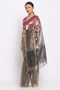 Metallic silver sari