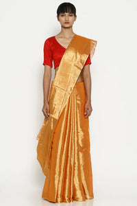 Sunset metallic silk tissue chanderi sari