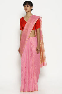 Gulabi Silk Tissue Chanderi Saree