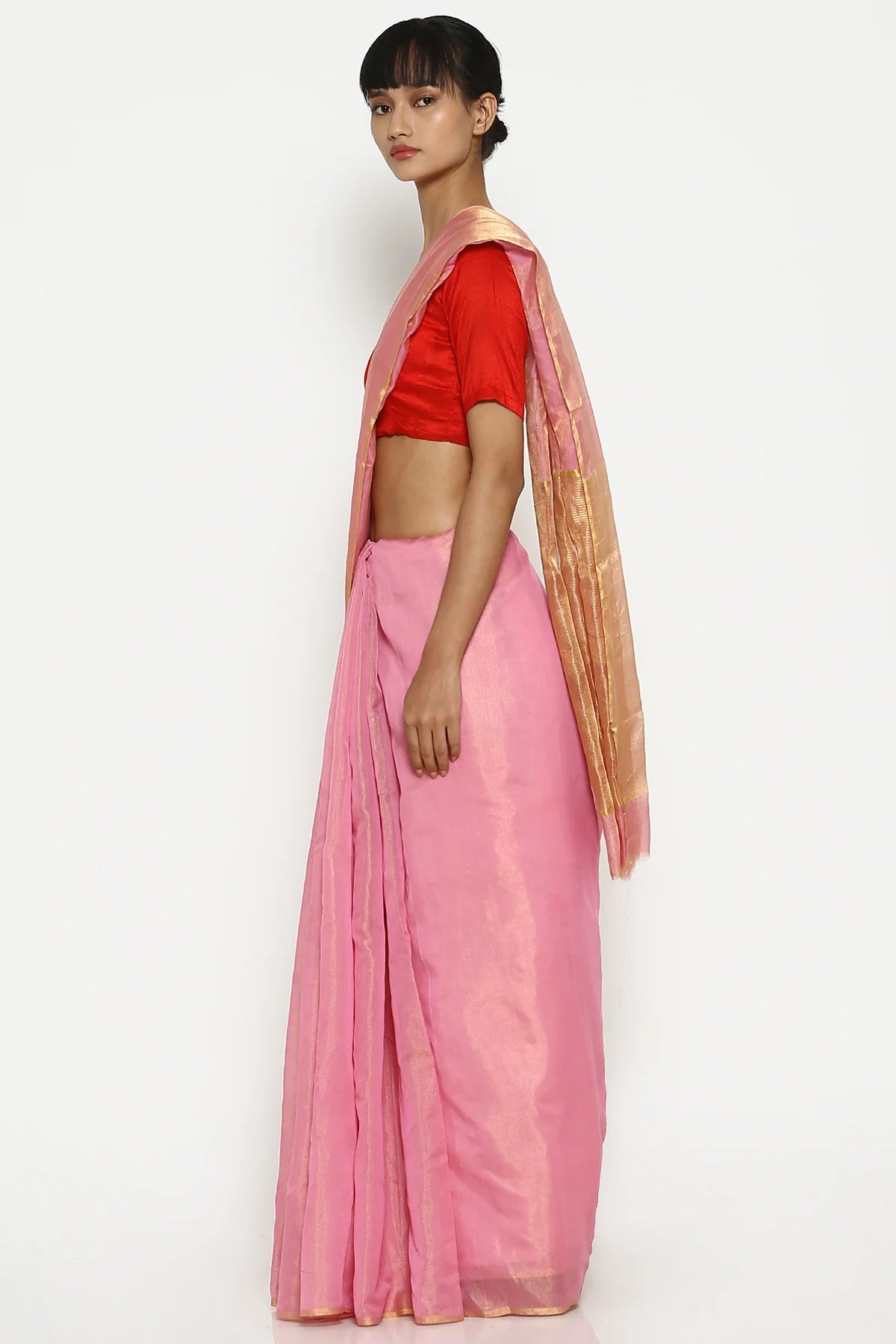 Gulabi Silk Tissue Chanderi Saree