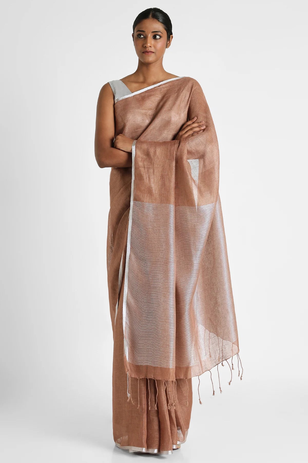 Cinnamon Linen Saree