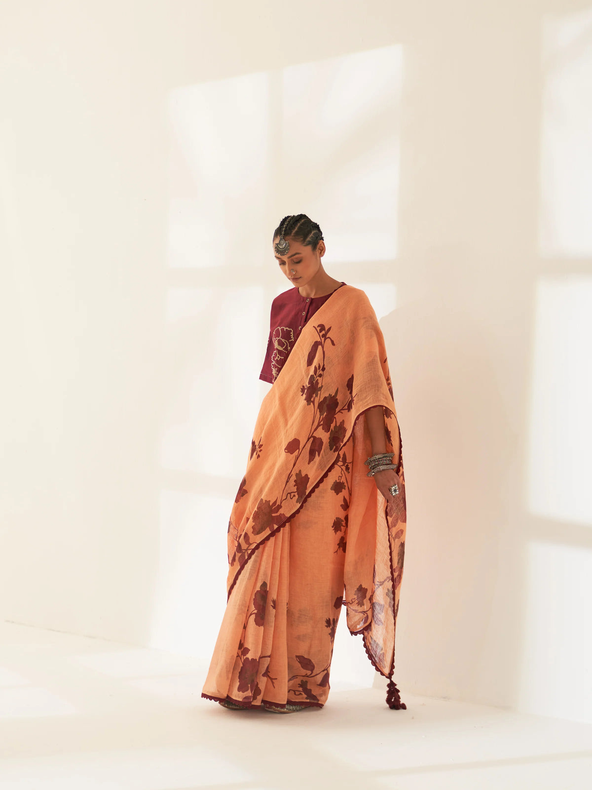 Kunjan Pure Linen Handloom Sari Handloom Sari