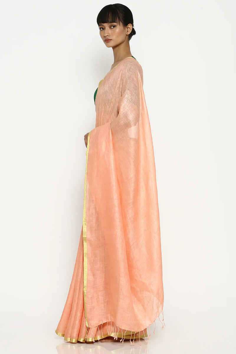 Light Pink Earthy Linen Saree