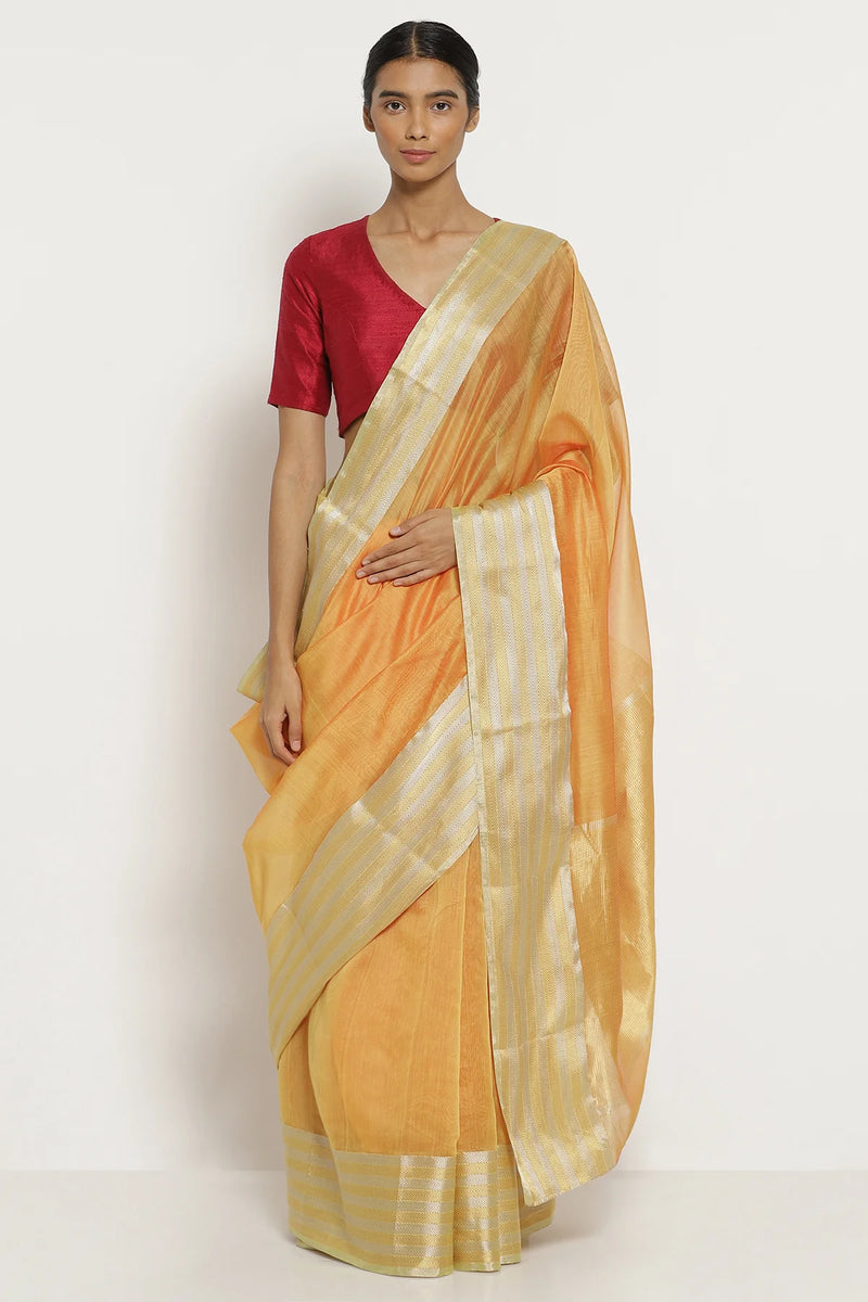 Haldi silk cotton chanderi sari