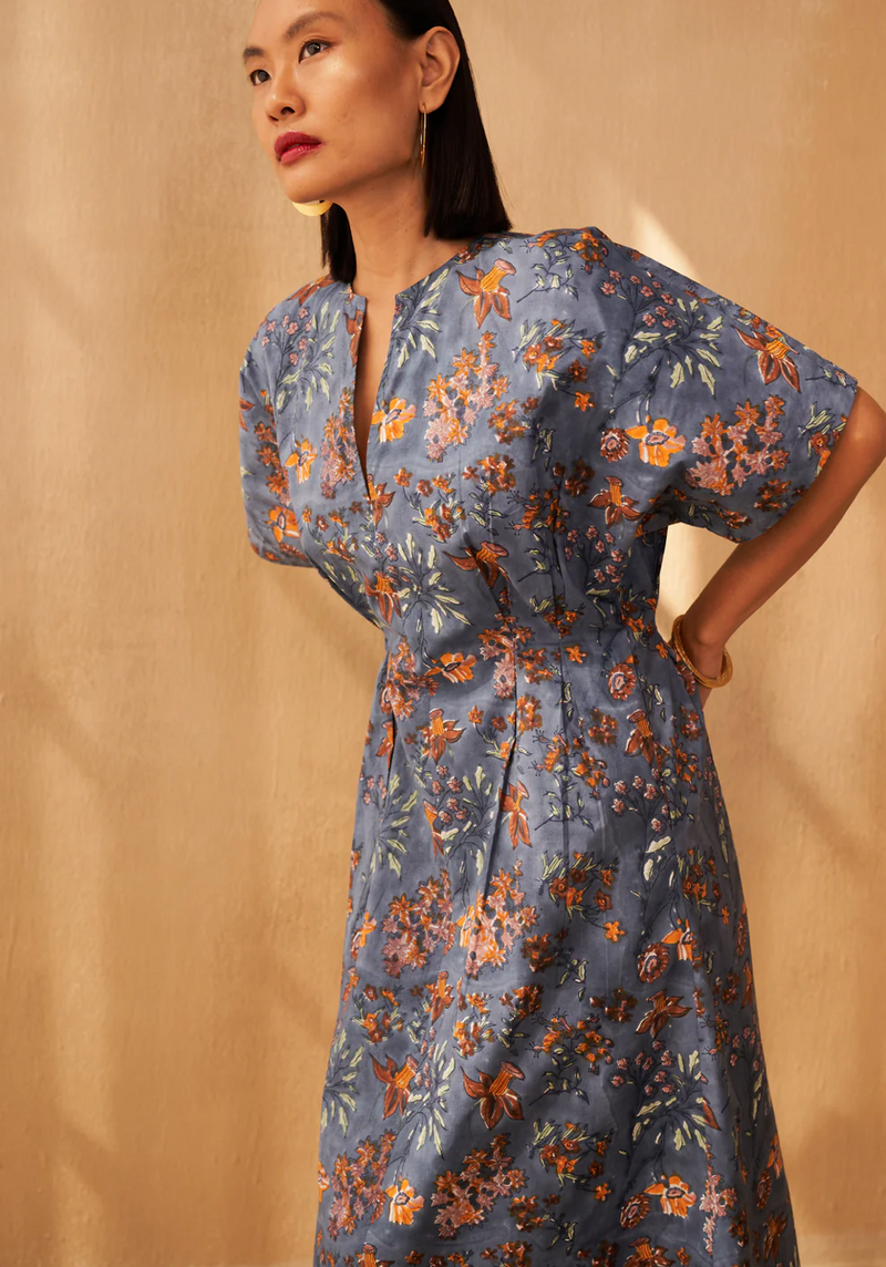 Blue Fields Organic Cotton Midi Dress