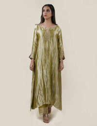 Green Tissue - A-line Kurta Set