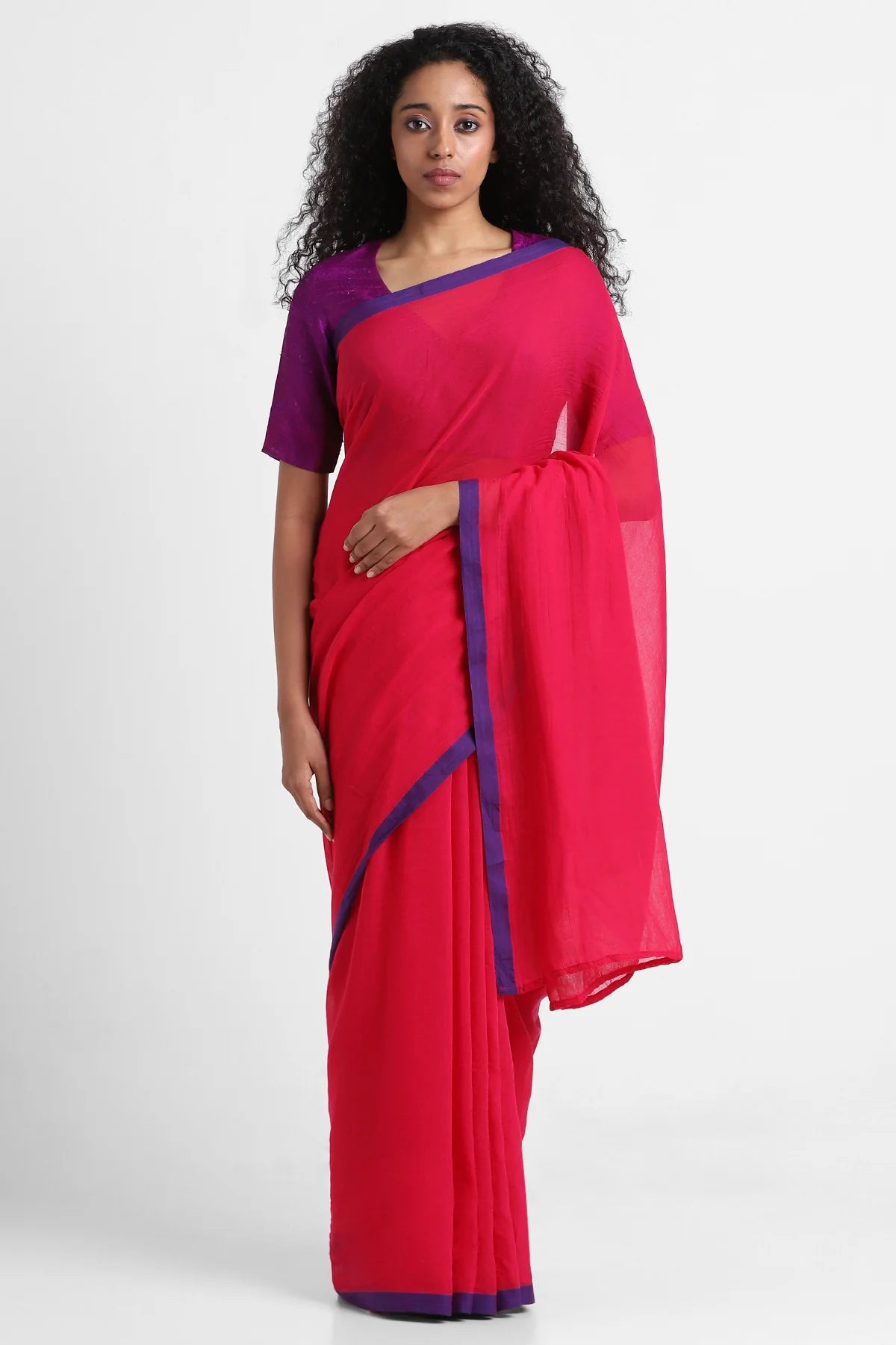 Red Blue Mul Cotton Roohi Saree