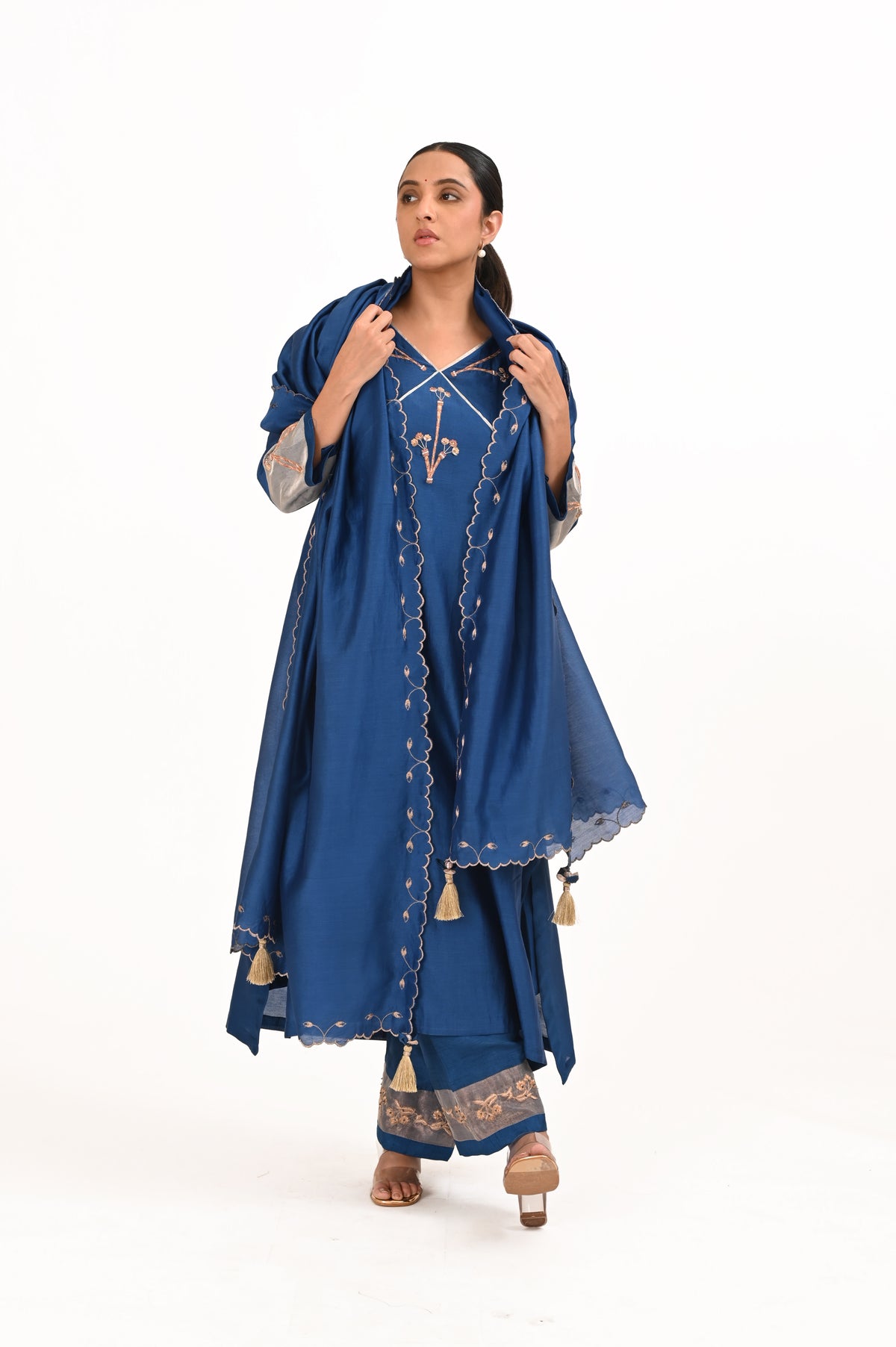 LILA - Royal Blue - V neckline Kurta Set