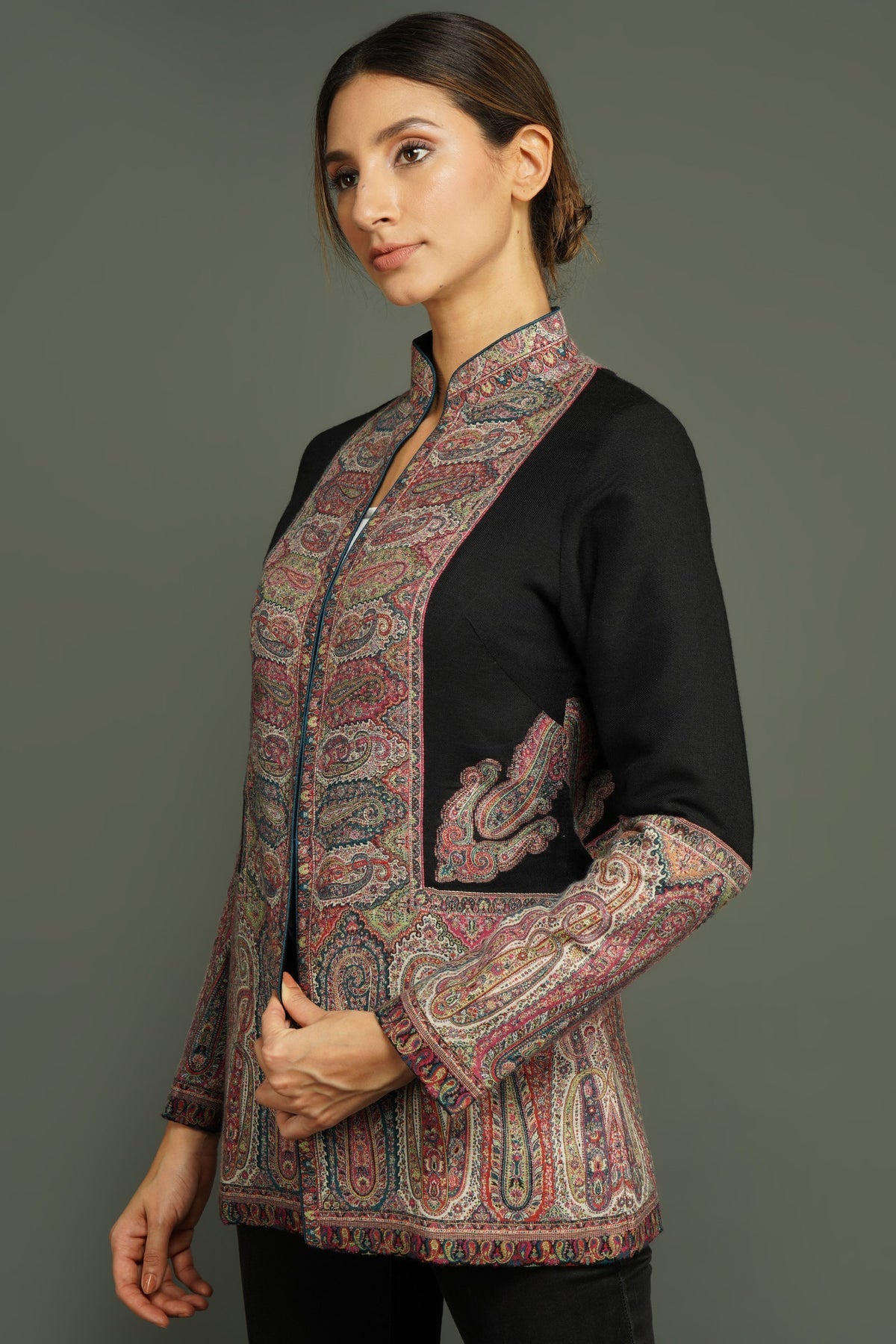 Antique Black Jamawar Jacket