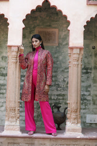 Red Vintage Full Jacket With Paisley Design