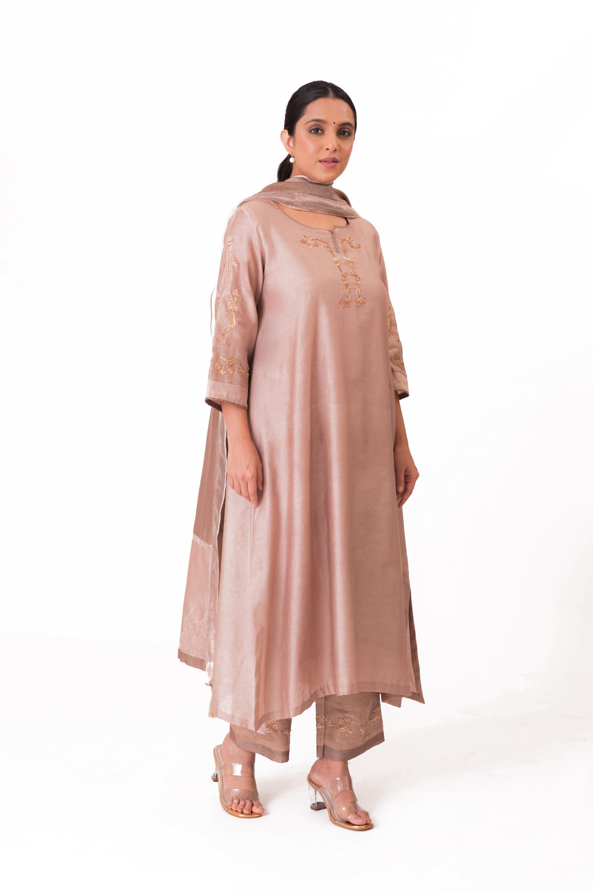 LILA - Ekru - Tissue Patch work Dupatta Kurta Set