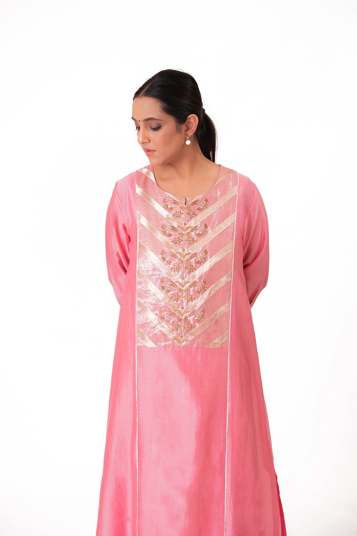 LILA - Lotus Pink - Banarasi Yoke Kurta Set