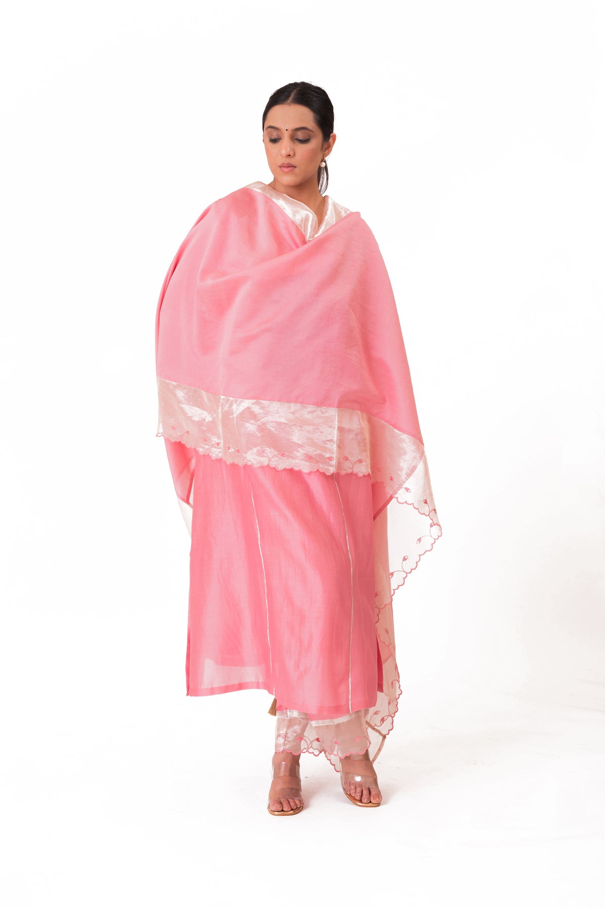 LILA - Lotus Pink - Banarasi Yoke Kurta Set