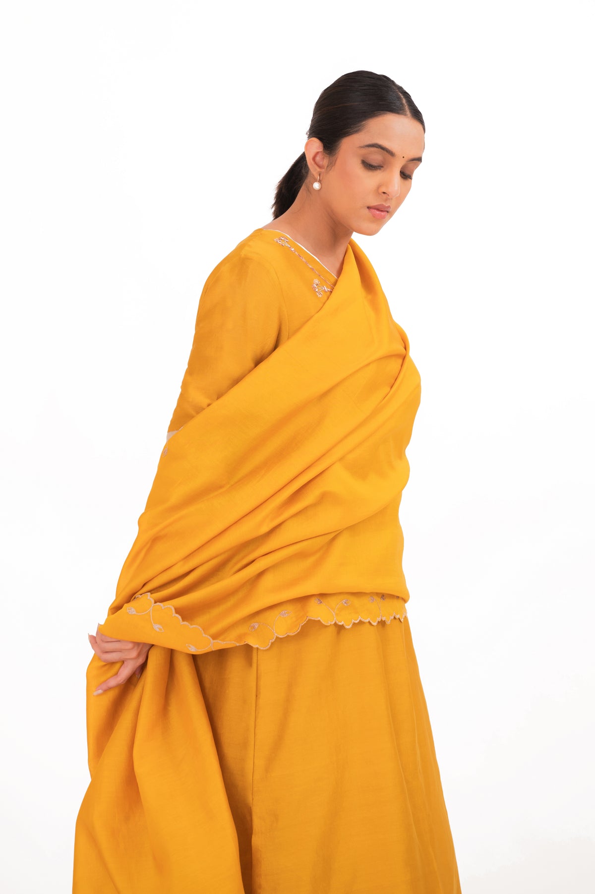 LILA - Golden Yellow - V neckline Kurta Set