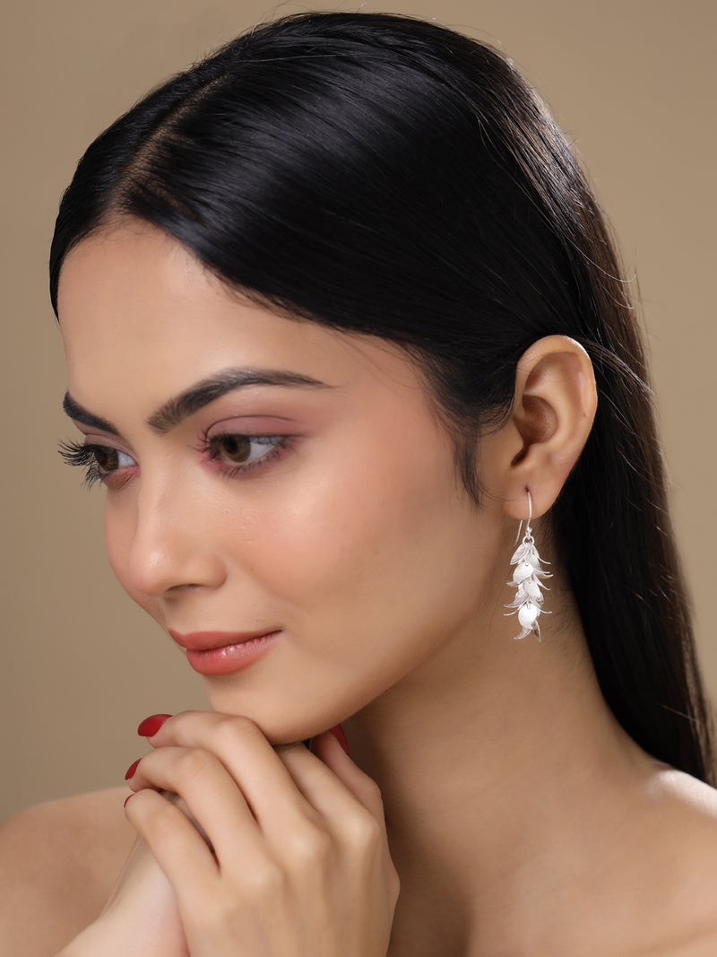 Rhodium Leaves design Lumina collection Earing