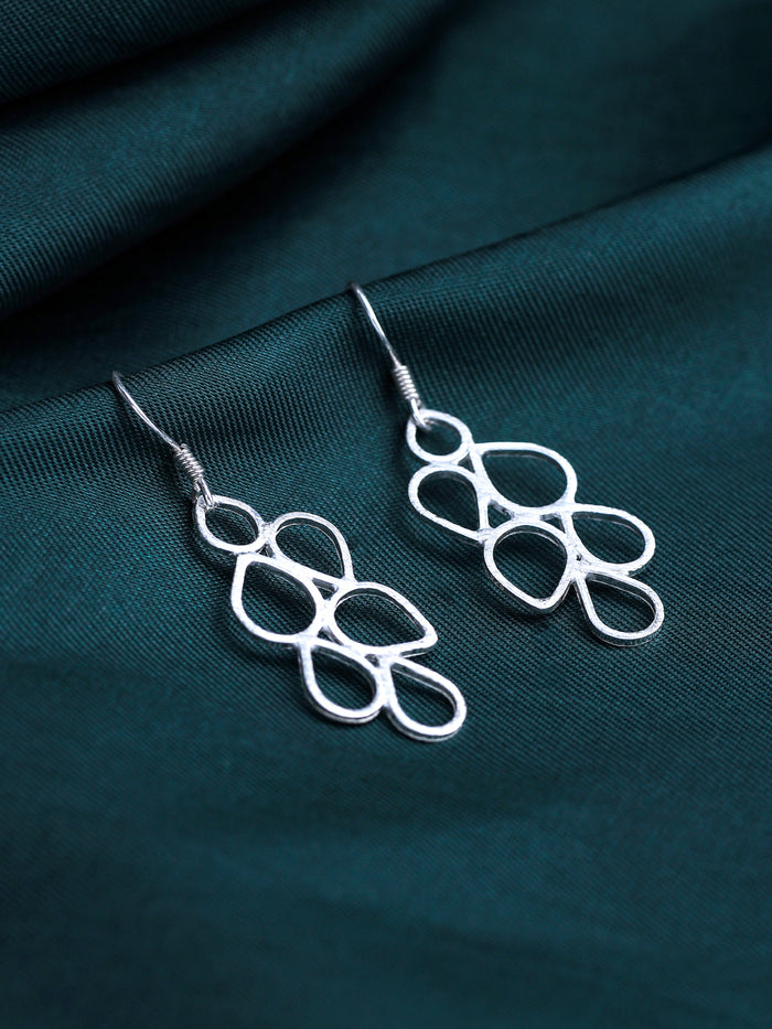 Rhodium Hollow Geometric Design Lumina Collection Earing