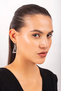 Rhodium Pyramid Design Lumina Collection Earing