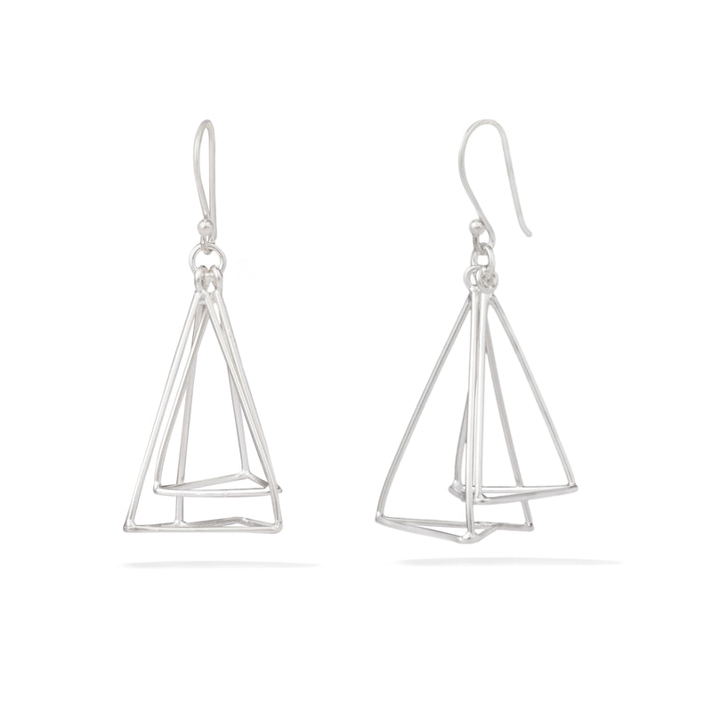 Rhodium Pyramid Design Lumina Collection Earing