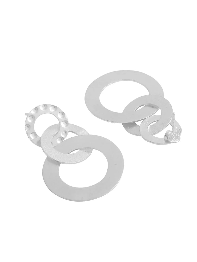 Rhodium Stamping Texture Lumina Collection Earring