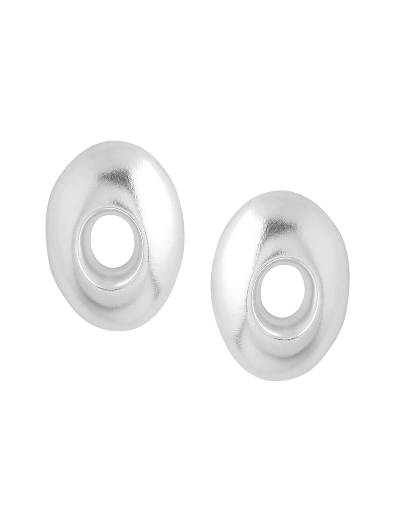 Rhodium Oval Shape Lumina Collection Earring