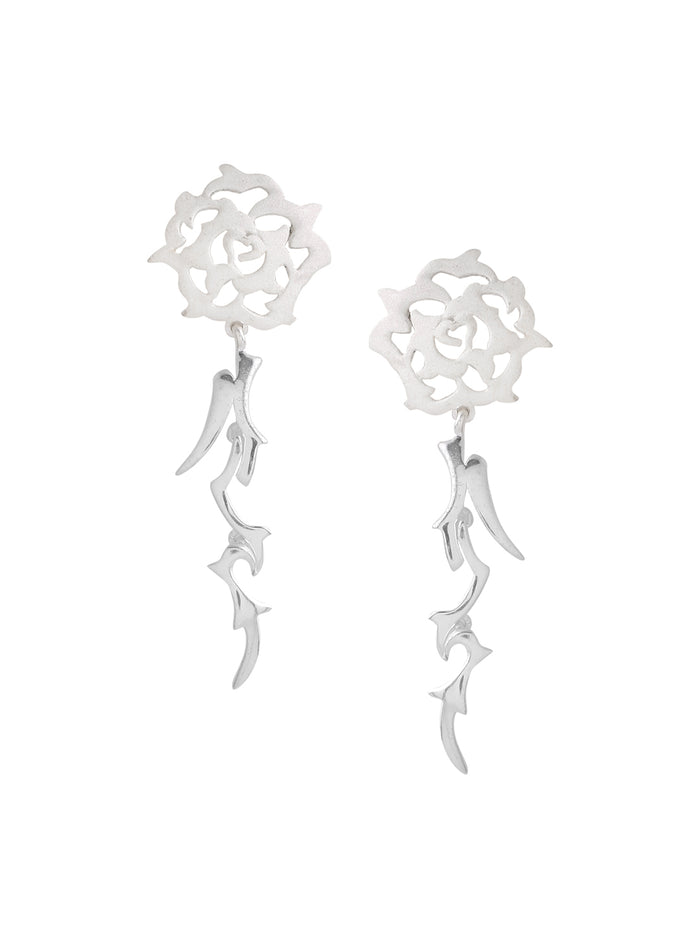 Rhodium Nature's Jali Pattern Lumina Collection Earring