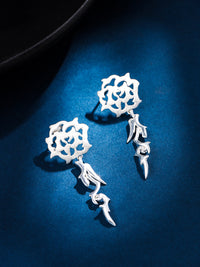 Rhodium Nature's Jali Pattern Lumina Collection Earring