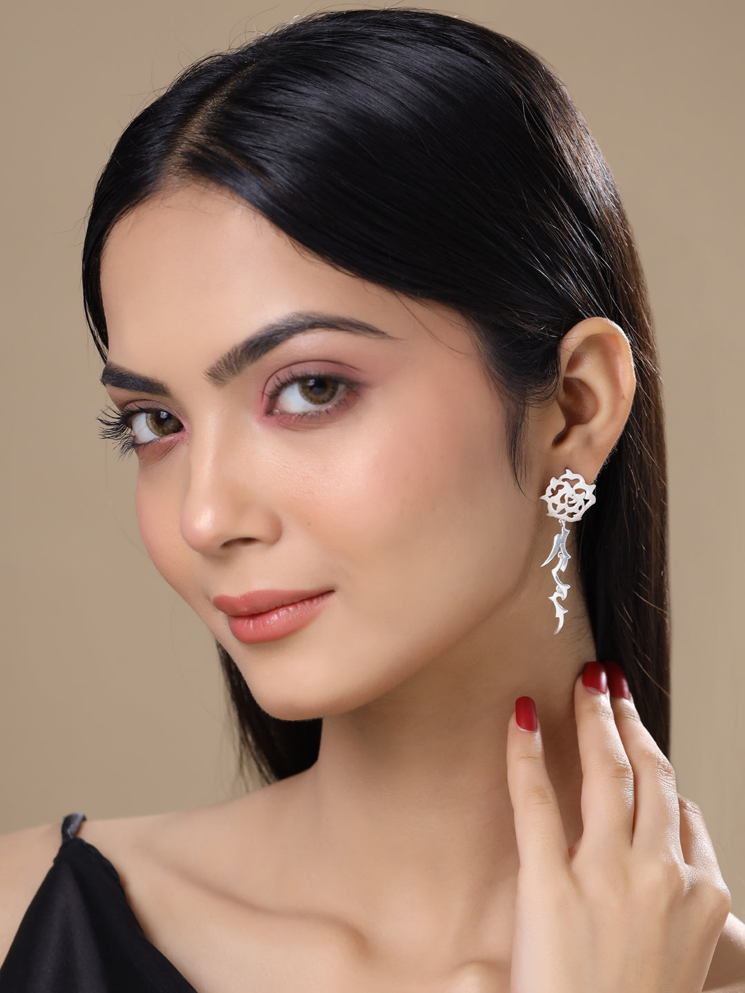 Rhodium Nature's Jali Pattern Lumina Collection Earring