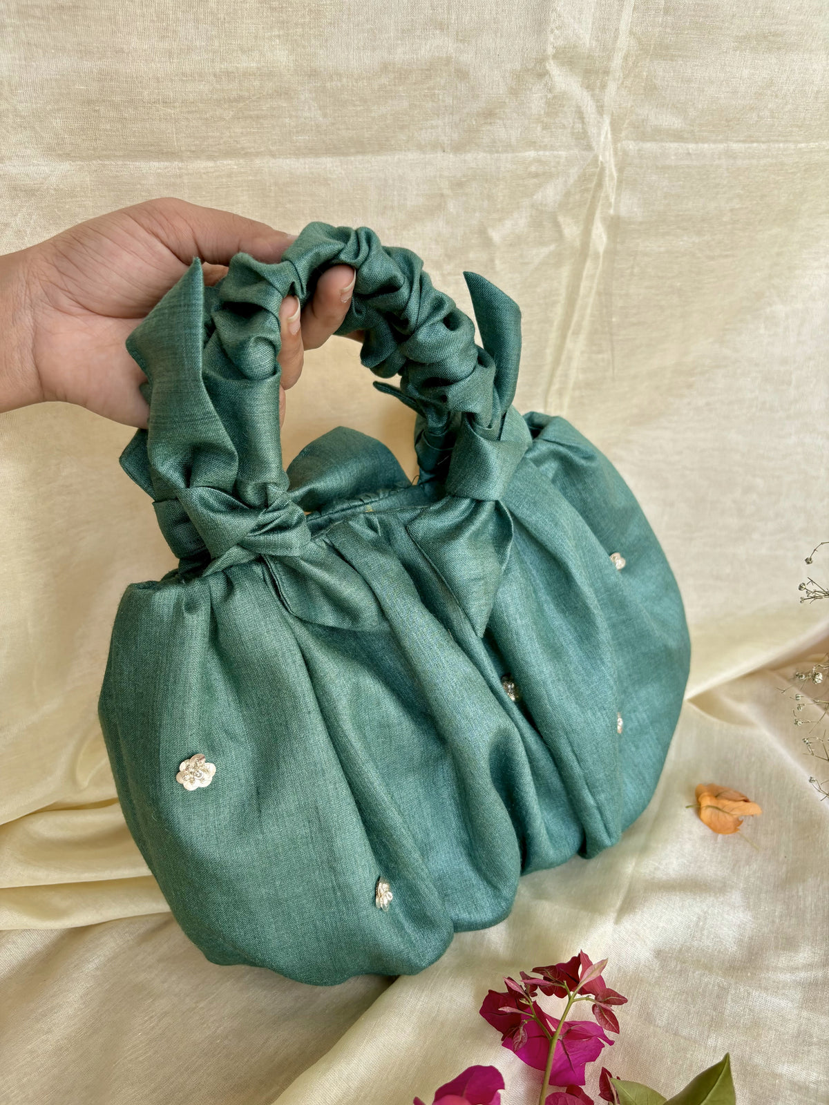 bow bag - sage green