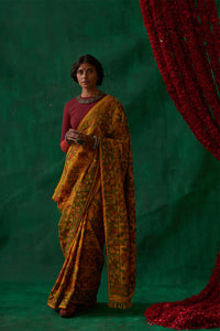 Bahuli' Kalamkari Pure Kanjivaram Silk Sari