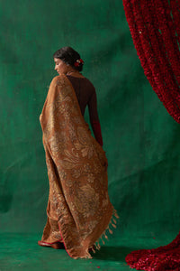 Mukhari' Kalamkari Pure Banarasi Silk Sari