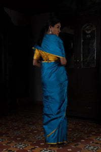 'Nakhreeli' Firozi Satin Benarasi Handloom Sari