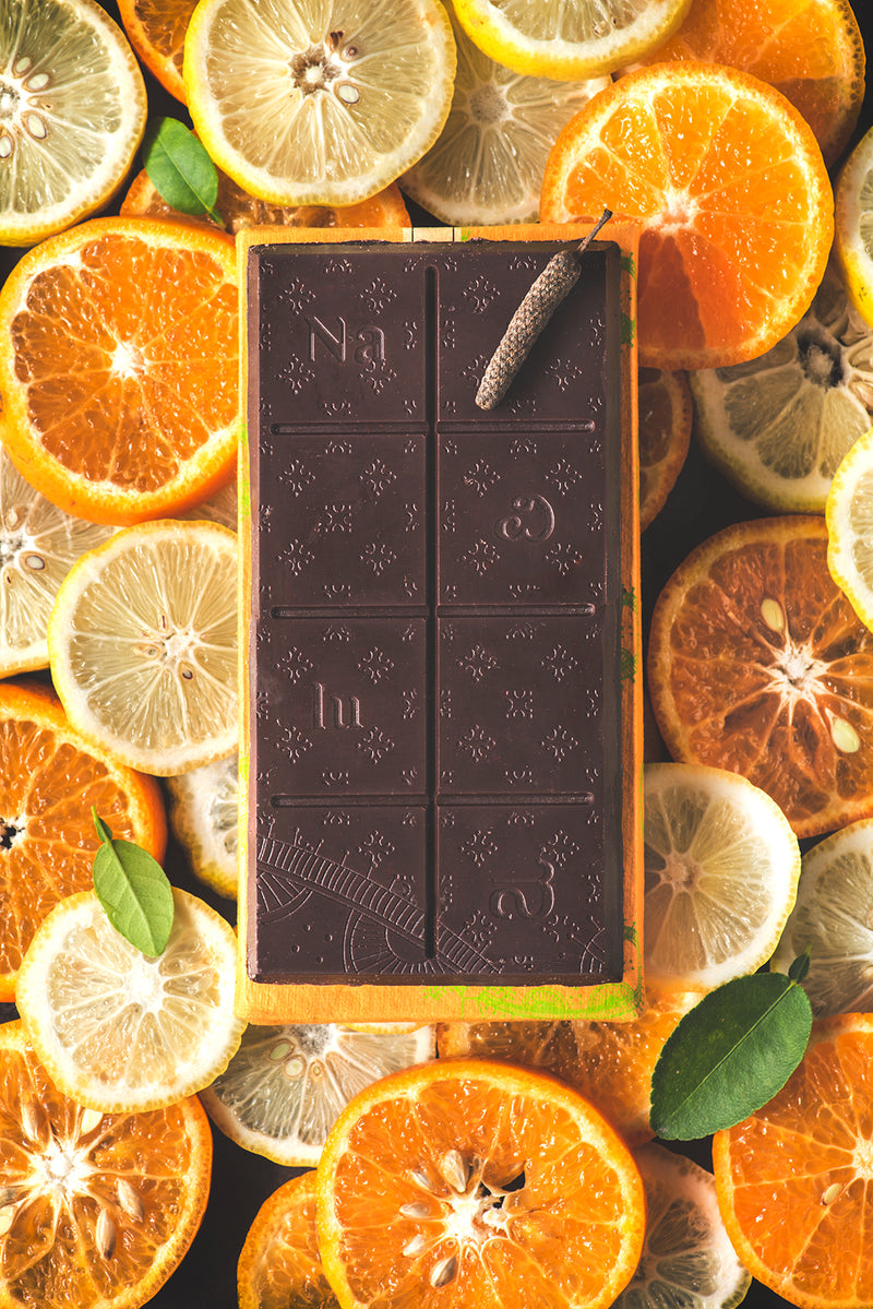 "Almost Dark" 61.8% Longum Pepper Lime & Orange Chocolate Bar