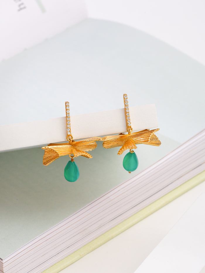 Moissanite and green Onyx drop Earrings