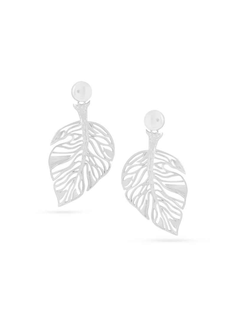 Rhodium Jali Design Lumina Collection Earrings