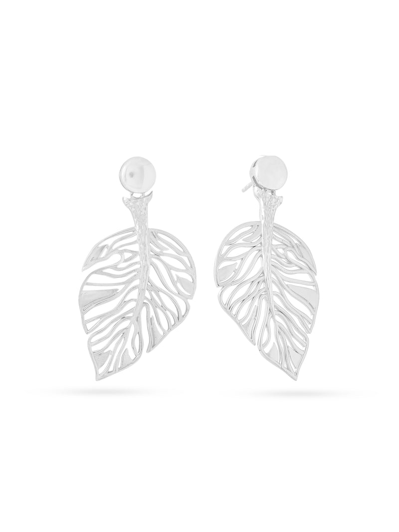 Rhodium Jali Design Lumina Collection Earrings