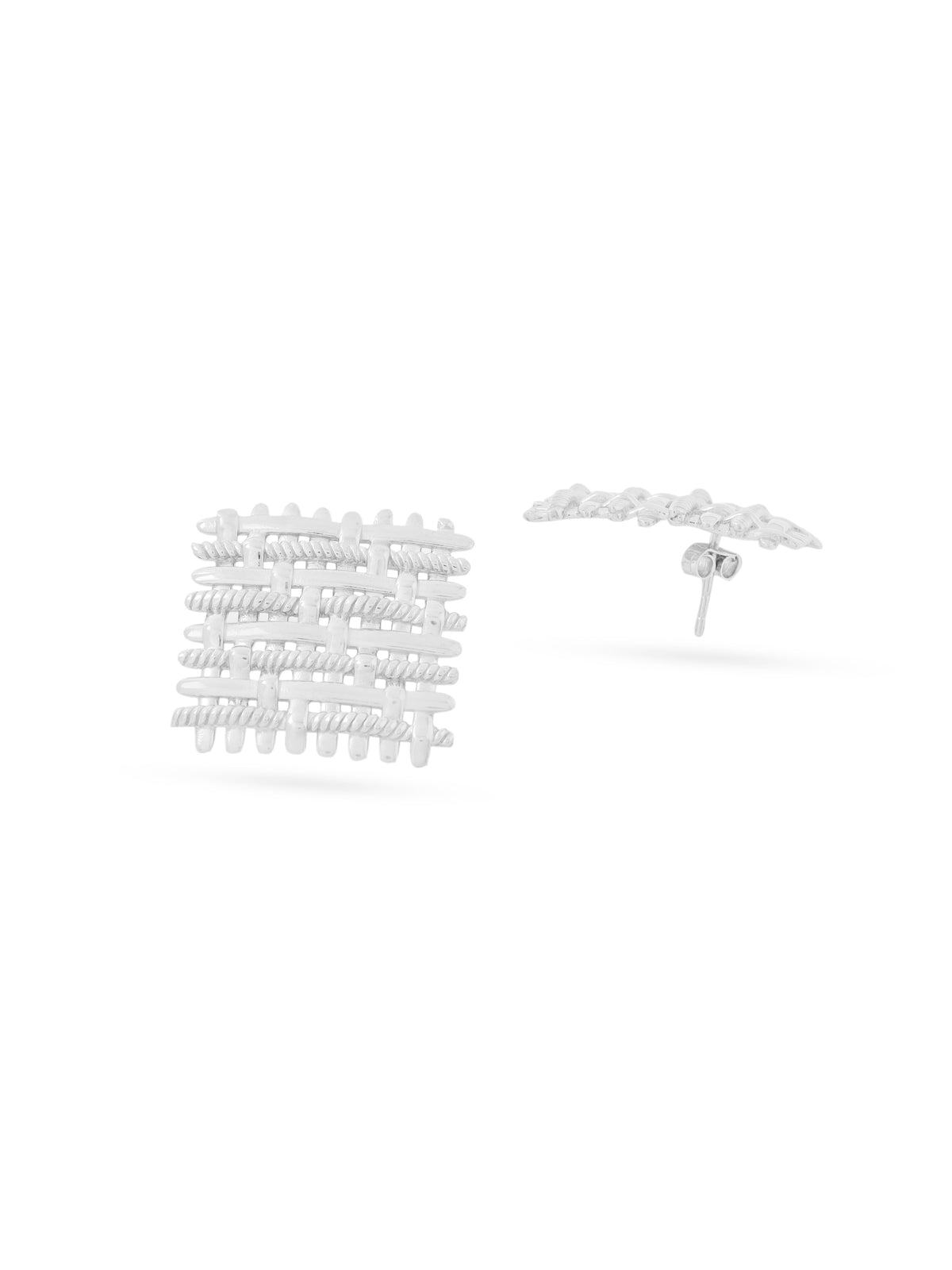 Rhodium Plated Weaved Lumina Collection Earrings