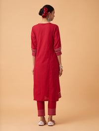 Red Zari Kurta Set