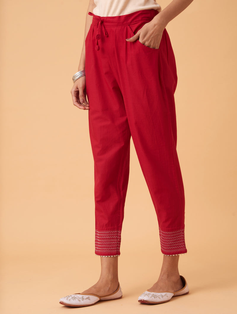 Red Zari Kurta Set