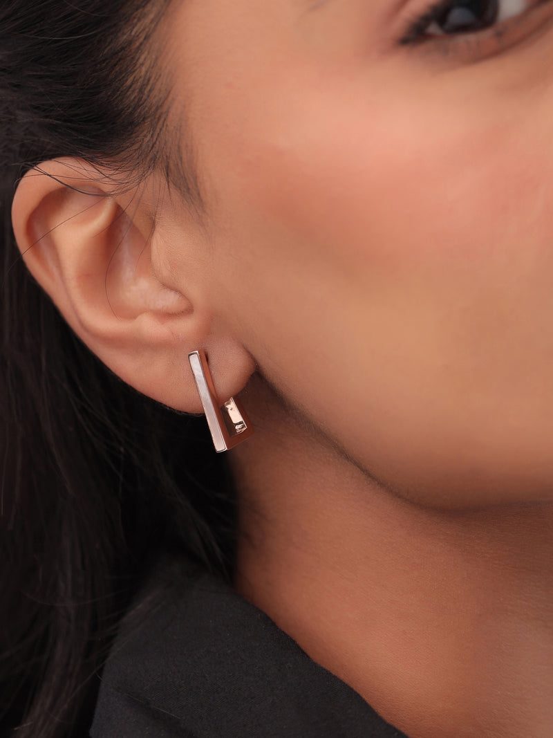 Mother of Pearl Hoop Earrings Syra Collection Rose Gold