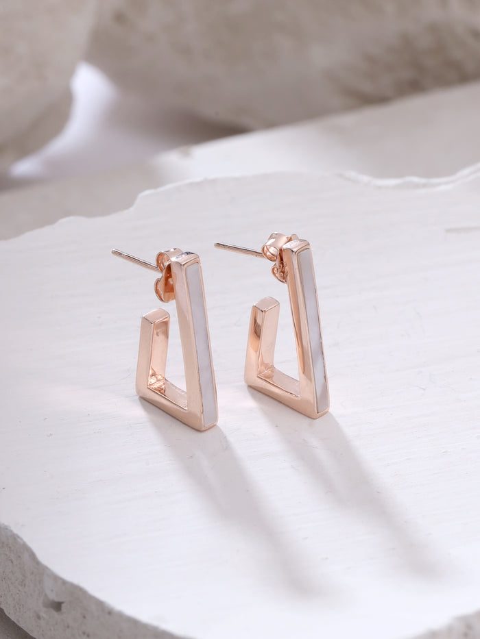 Mother of Pearl Hoop Earrings Syra Collection Rose Gold